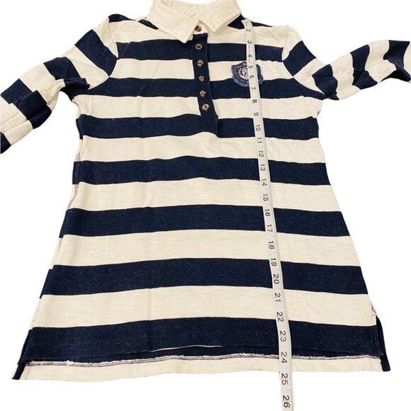 H&M Navy Blue & White Striped Nautical Sweatshirt Elbow Patches Crest Sz S - Picture 10 of 15
